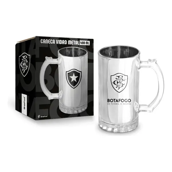 Caneca Brasfoot Vidro Metalic Botafogo