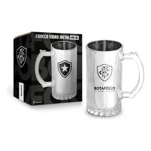 Caneca Brasfoot Vidro Metalic Botafogo