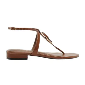 Sandália Rasteira Arezzo Couro Slim Pedra Maxi