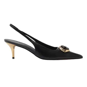 Scarpin Arezzo Couro Salto Baixo Slingback Pedraria