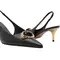 Scarpin Arezzo Couro Salto Baixo Slingback Pedraria